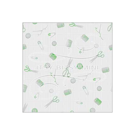 green sewing notions toile dollhouse wallpaper by Itsy Bitsy Mini#color_yellowgreen
