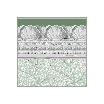 green jolie william morris willow seashell border dollhouse wallpaper #color_green
