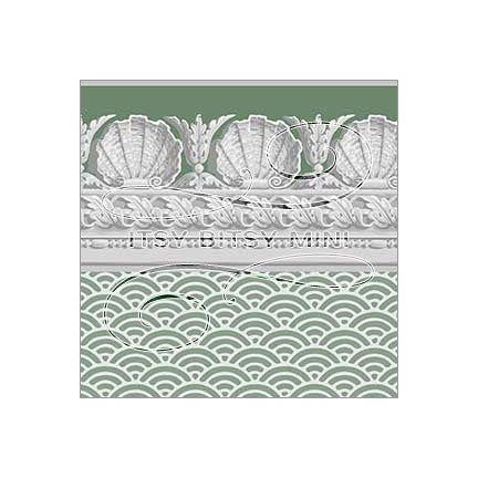 green shell dollhouse wallpaper with shell border #color_green