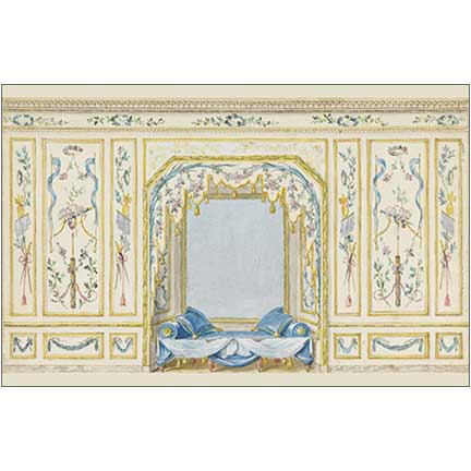 french panel window seat mural dollhouse wallpaper