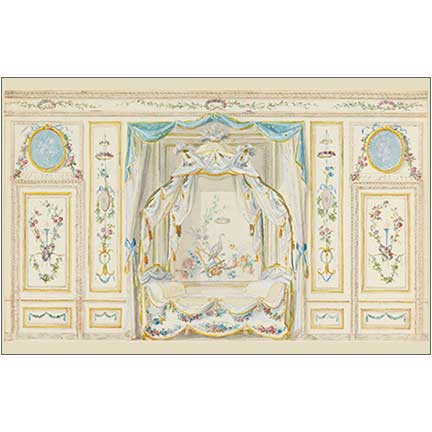 french panel alcove window seat mural dollhouse wallpaper