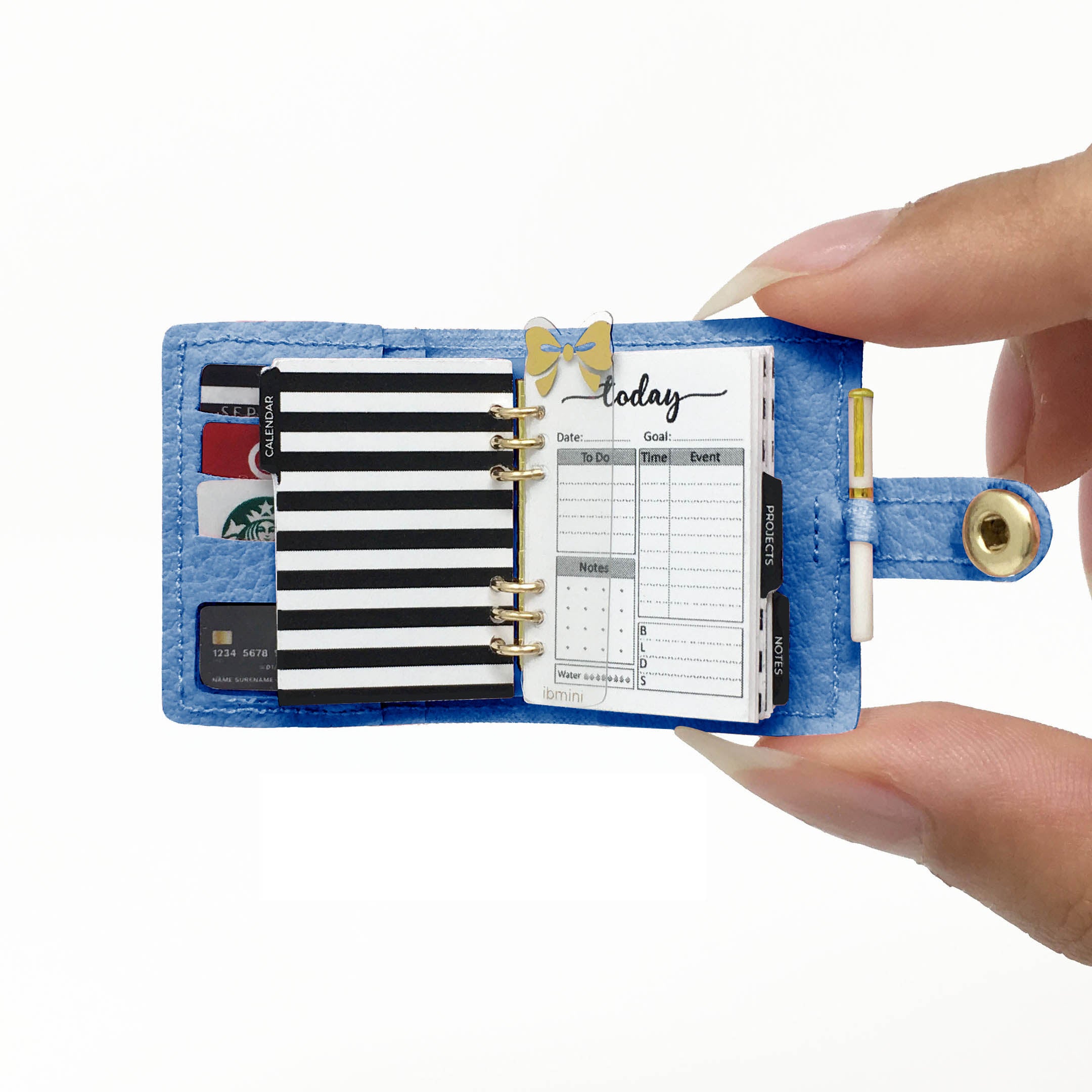 blue dollhouse miniature 6 ring planner #color_cornflowerblue