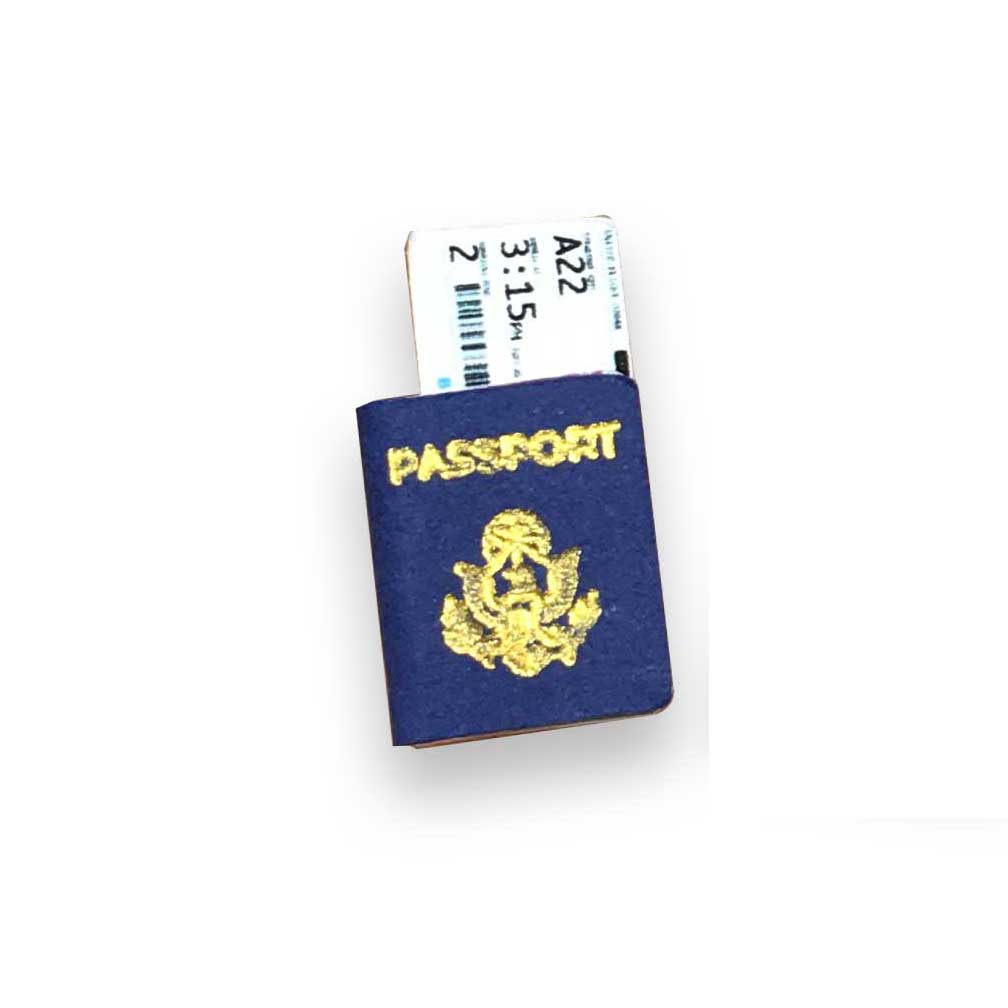 blue american dollhouse miniature passport
