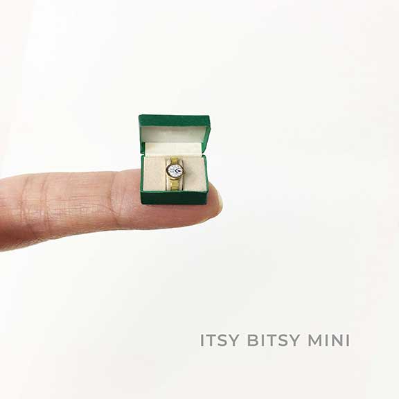 Wrist Watch in Green Presentation Gift Box - Dollhouse Miniature