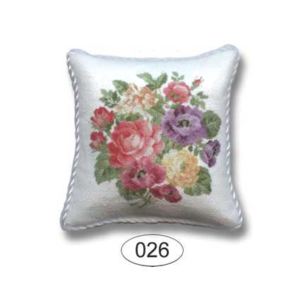 pink rose bouquet dollhouse pillow