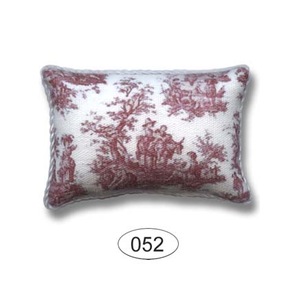 Red Farm Toile Rectangle Dollhouse Miniature Pillow