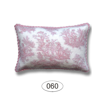 Pink Farm Toile Rectangle Dollhouse Miniature Pillow