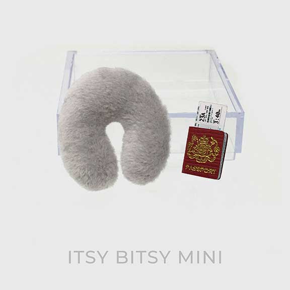 Travel Neck Pillow and American Passport Dollhouse Miniature 1:12 or 1:6