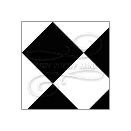Black and White Diamond Tile 0.75 inch - Large - Dollhouse Wallpaper