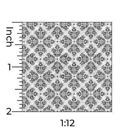 Blue Calico Floral - Dollhouse Wallpaper