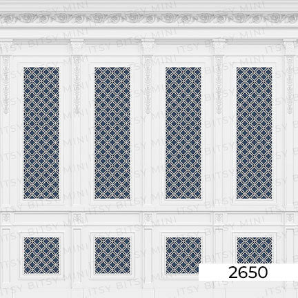 Navy Rose Hill French Panels Dollhouse Mural 4 panel view#color_darkblue