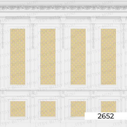 Yellow Rose Hill French Panels Dollhouse Mural 4 panel view#color_gold