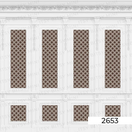 Saddle Brown Rose Hill French Panels Dollhouse Mural 4 panel view#color_brown
