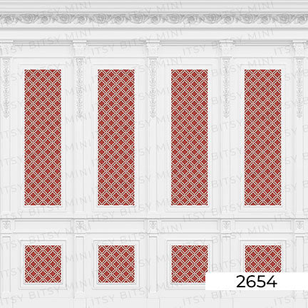 Firebrick Red Rose Hill French Panels Dollhouse Mural 4 panel view#color_red