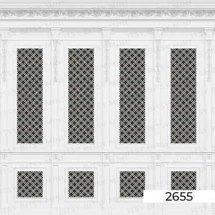 Black Rose Hill French Panels Dollhouse Mural 4 panel view#color_black