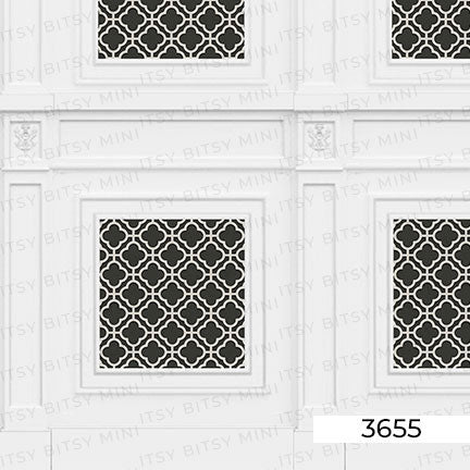 Black Rose Hill French Panels Dollhouse Mural closeup#color_black
