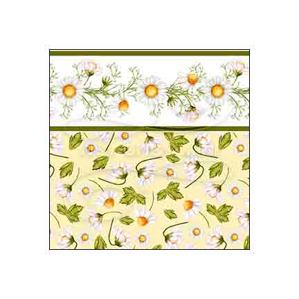 yellow-daisy-floral-toss-dollhouse-wallpaper-border-sample #color_yellow