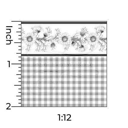 Daisy Check with Border - Dollhouse Wallpaper