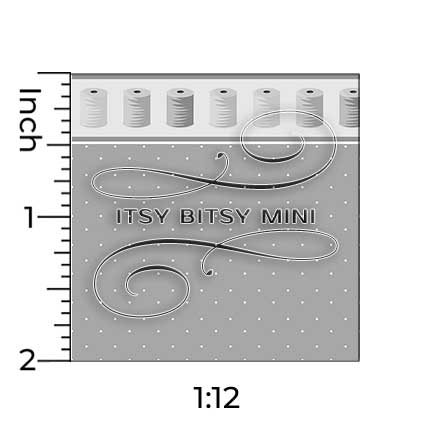 pink polka dot dollhouse wallpaper with spool border and one inch scale ruler by Itsy Bitsy Mini