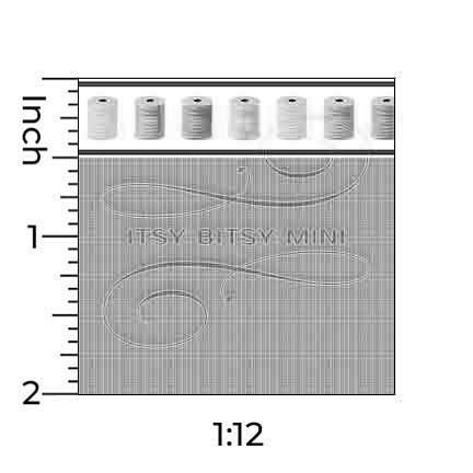linen weave dollhouse wallpaper with colorful sewing thread border with one inch scale ruler by Itsy Bitsy Mini