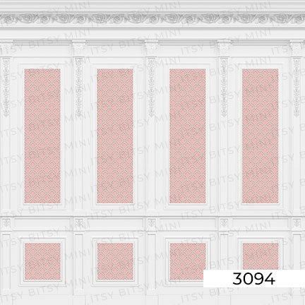 Pink Rose Hill French Panels Dollhouse Mural 4 panel#color_pink