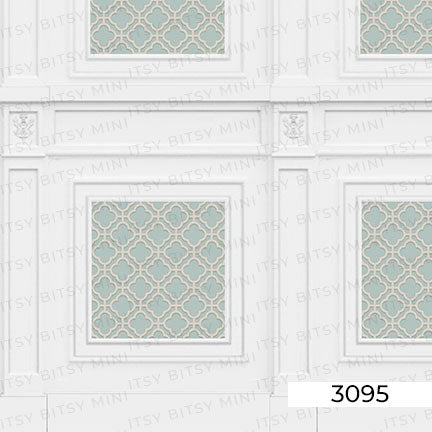 Medium Aquamarine Rose Hill French Panels Dollhouse Mural closeup#color_lightblue