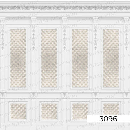 Tan Rose Hill French Panels Dollhouse Mural 4 panel view#color_biege