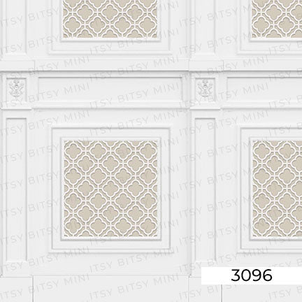 Tan Rose Hill French Panels Dollhouse Mural closeup#color_beige