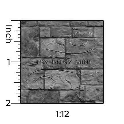 stone paver dollhouse wallpaper with one inch scale ruler