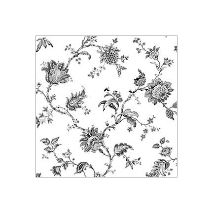 Jacobean Floral Vine - Black - Dollhouse Wallpaper