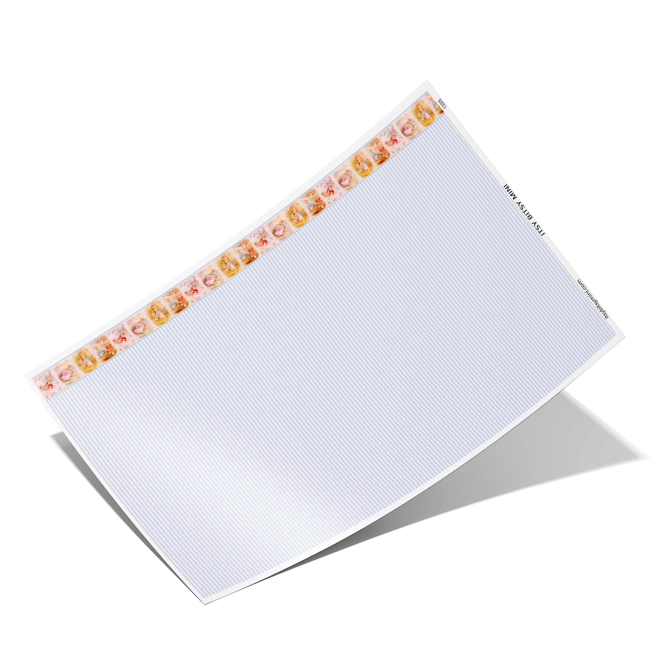 stripe dollhouse wallpaper with rabbit border full sheet#pattern_stripe
