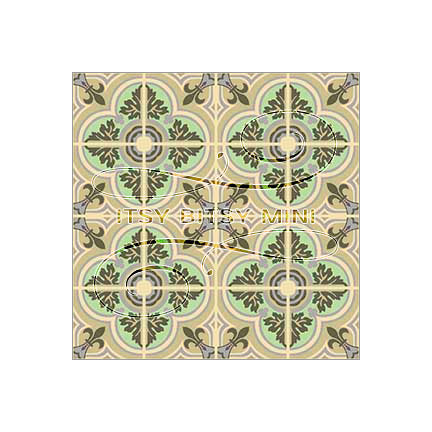 Green Encaustic Tile - Dollhouse Wallpaper