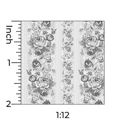 Roses and Lace Stripe - Dollhouse Wallpaper