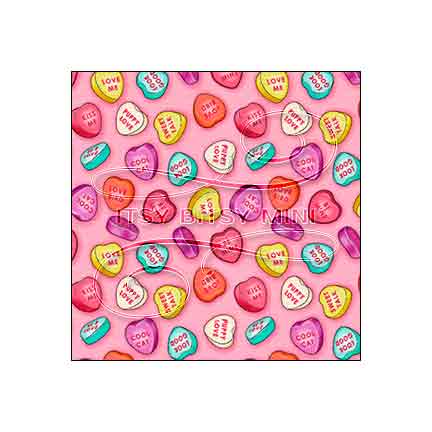 Valentine Conversation Hearts - Dollhouse Wallpaper