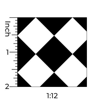 Schwarz-weiße Rautenfliese 0,75 Zoll - Groß - Puppenhaustapete