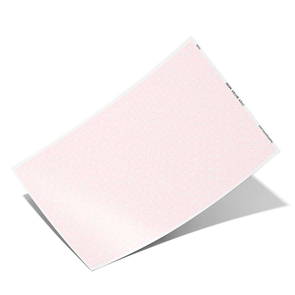 pink damask peel-and-stick miniature dollhouse wallpaper 1:12 scale full sheet #color_pink