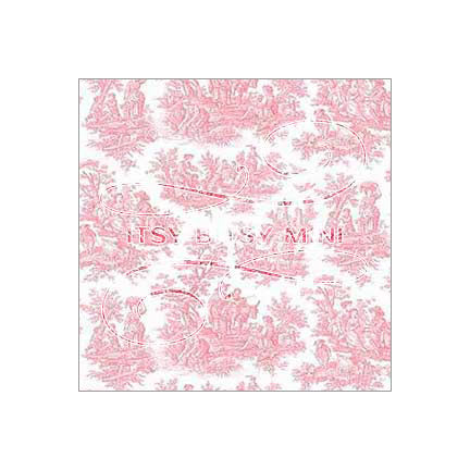 pink toile dollhouse wallpaper square one inch scale #color_pink