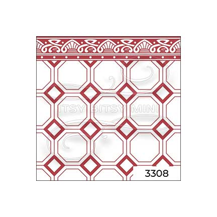 red octagon tile with border dollhouse wallpaper#color_red