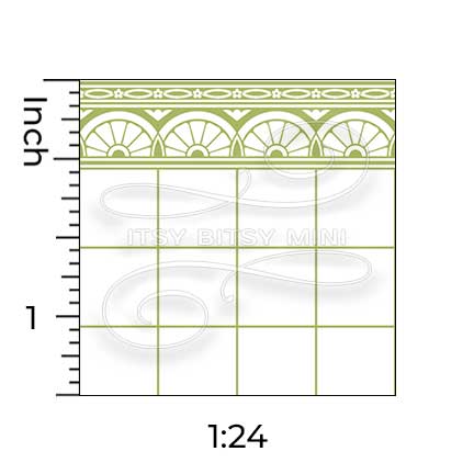 half inch scale lime green square tile with border dollhouse wallpaper#color_yellowgreen