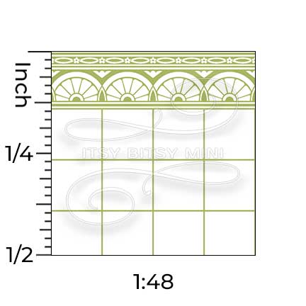 quarter inch scale lime green square tile with border dollhouse wallpaper#color_yellowgreen