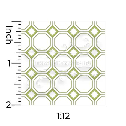 one inch scale lime green octagon tile dollhouse wallpaper#color_yellowgreen