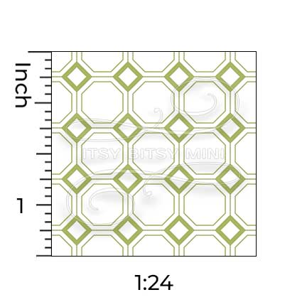 half inch scale lime green octagon tile dollhouse wallpaper#color_yellowgreen