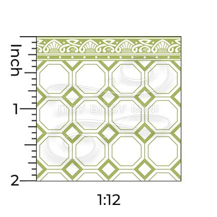 lime green octagon tile with border one inch scale dollhouse wallpaper#color_yellowgreen