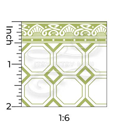 lime green octagon tile with border play scale dollhouse wallpaper#color_yellowgreen