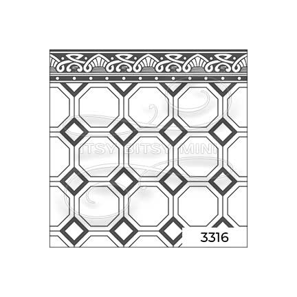 dark gray octagon tile with border dollhouse wallpaper#color_darkgray