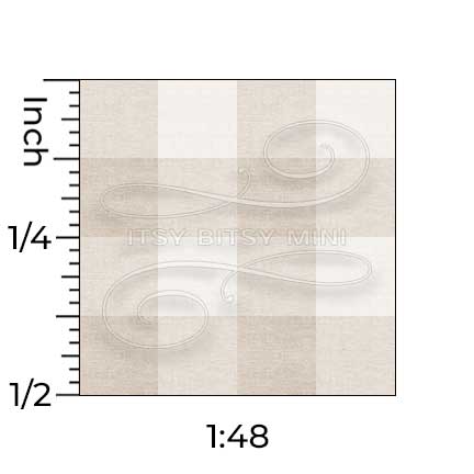 quarter inch scale beige buffalo check dollhouse wallpaper#color_beige