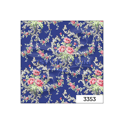 blue Brenda floral peel-and-stick miniature dollhouse wallpaper in 1:12 scale SKU 3353 #color_blue