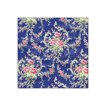 light blue Brenda floral peel-and-stick miniature dollhouse wallpaper in 1:12 scale #color_blue