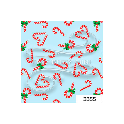blue christmas candy cane hearts  peel-and-stick miniature dollhouse wallpaper in 1:12 scale SKU 3355 #color_aqua