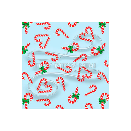 blue christmas candy cane hearts  peel-and-stick miniature dollhouse wallpaper in 1:12 scale #color_aqua
